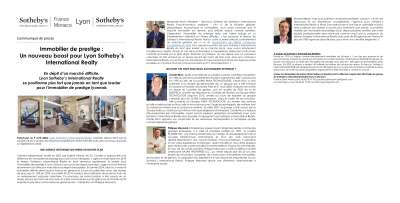Immobilier de prestige : Un nouveau boost pour Lyon Sotheby’s International Realty